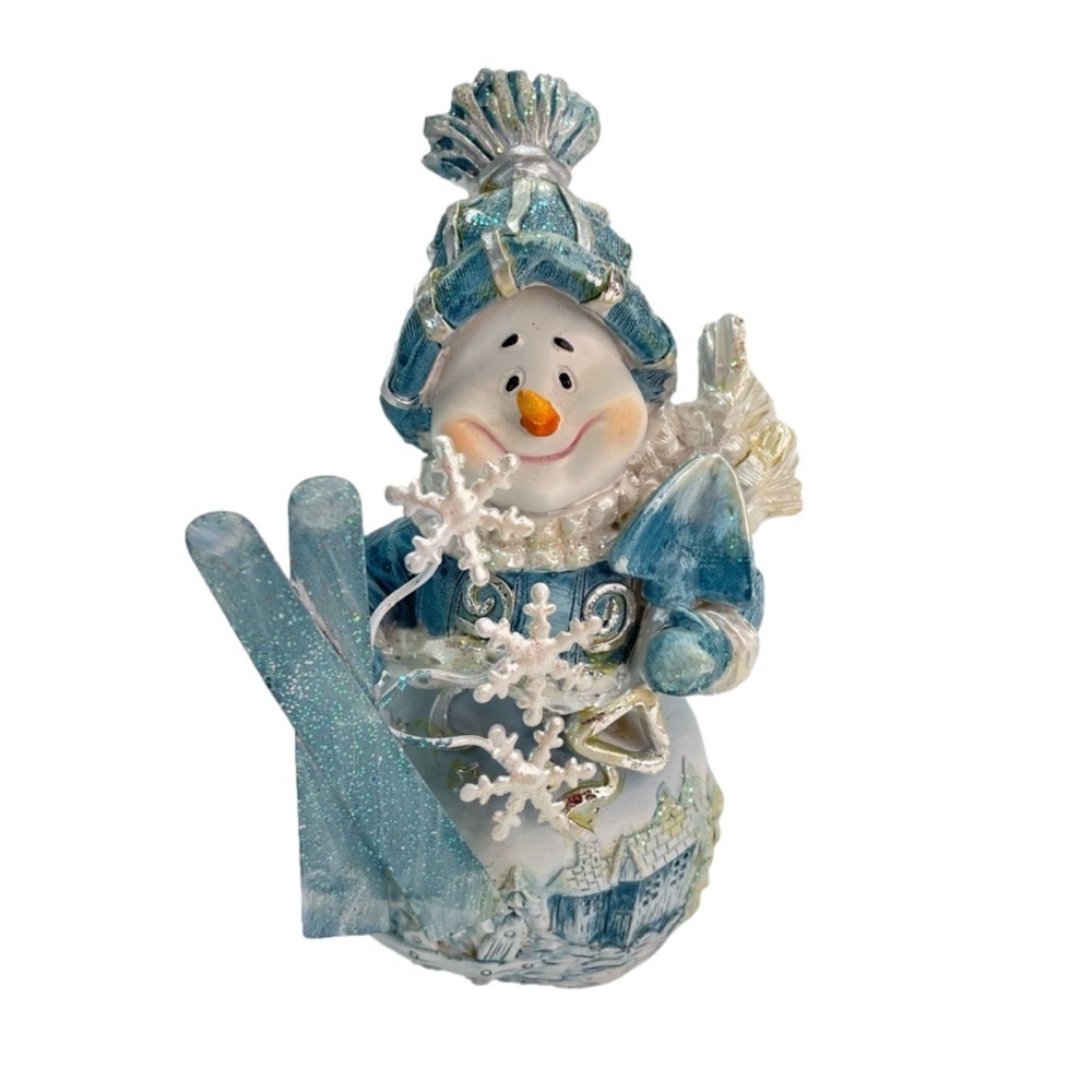 Chubby Snowman 5” Vintage Christmas Decor Snow Skis and Shovel